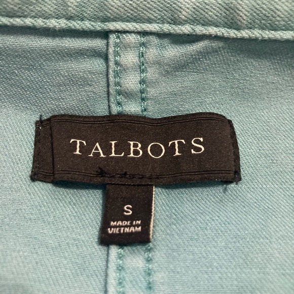 SOLD…Talbots Jacket Jean Jacket Teal Denim Military-Inspired Style, Size Small - Picture 12 of 16